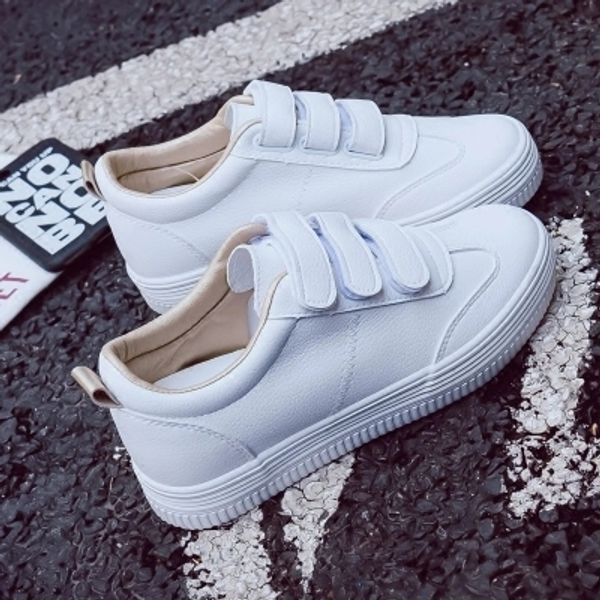 

women's sneakers new fashion shoes woman solid color casual high platform increased pu leather women casual white sneakers y200424, Black