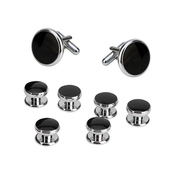 

cufflinks and rivets set for tuxedo shirts business wedding 2 cufflinks and 6 rivets, Silver