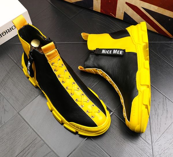 

martin boots men warm leather boots fashion men high shoes designer youth casual men shoes cowboy ankle boots v42, Black