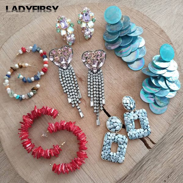 

ladyfirsy new long acrylic dangle resin women party jewelry statement love heart crystal beads tassel earrings for girl gifts, Silver