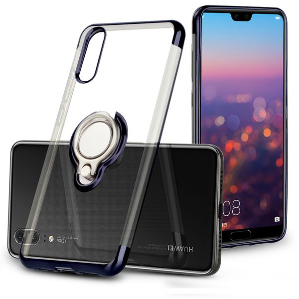 

Clear TPU Case Transparent Soft Silicone Flexible Ring Holder Stand Phone Cover For Huawei Mate 20 P20 Lite Pro Samsung S9 Note 9