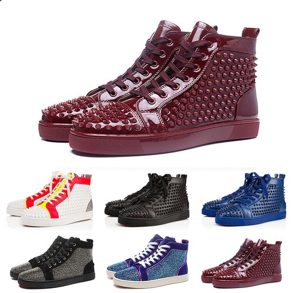 

2019 High Quality Womens Genuine Leather Designer Rivet Boots Claret Pink Black White Fashion Luxury Ladies Casual Shoes Size 35-41