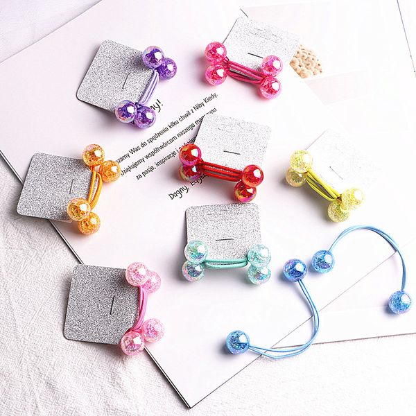 

2pcs new colourful blasting bead princess headwear kids elastic hair bands children hair ropes girls accessories baby headdress, Slivery;white