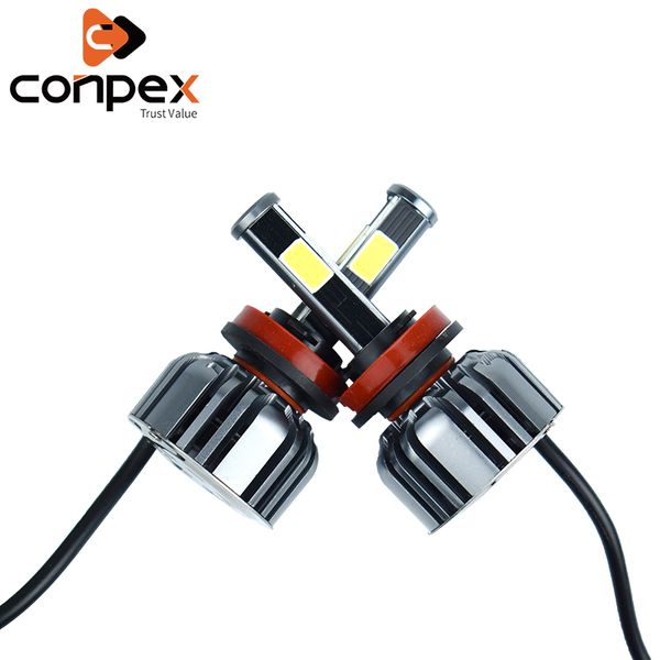 

2pcs car headlight bulbs led 12v 2600lm h4 9003 canbus car lights two ways vortex air cooling system four sided led lamp beads