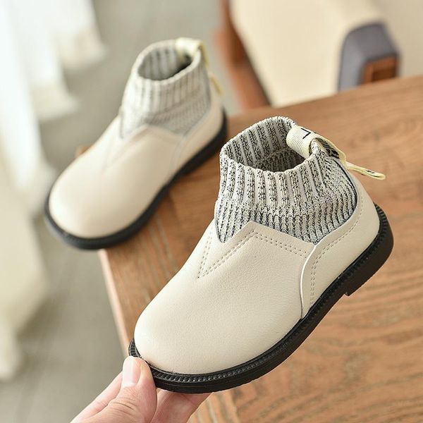 

socks shoes kids baby leather boots children ankle booties set of feet loafers winter fashion boots comfortable warm sm033, Black;grey