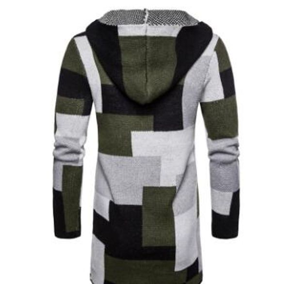 

sellingplaid printed mens designer sweaters long sleeve cardigan hooded mens sweaters fashion contrast color male clothing, White;black