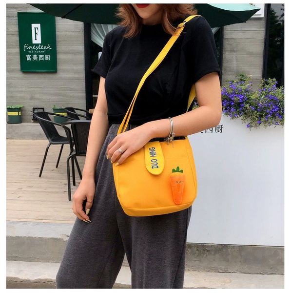 

cute japanese soft sister radish diagonal small bag wild sweet student canvas bag embroidery shoulder