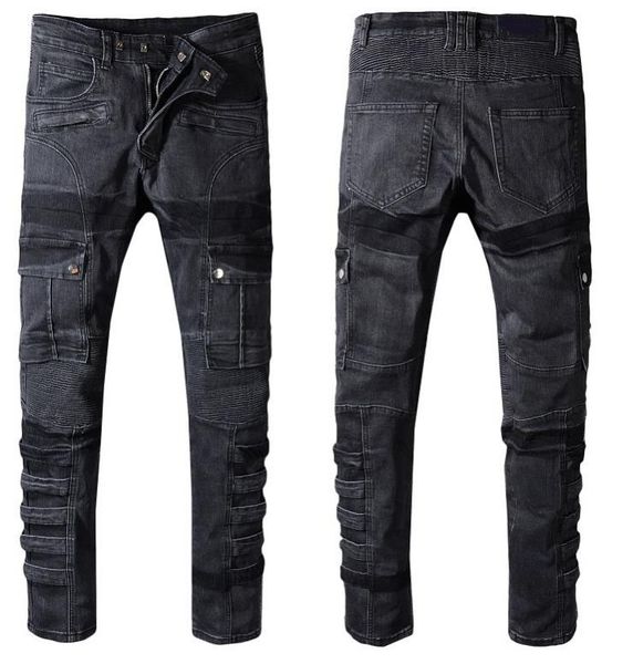 

tide brand mens designer fashion new trend wild man students jeans luxury casual solid color men pop jeans, Blue