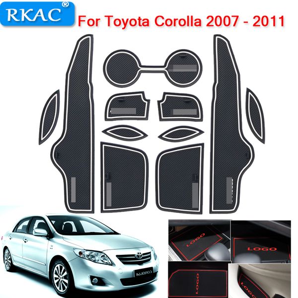 

for corolla 2007-2013 anti-slip rubber cup cushion door mat 11pc 2008 2010 2011 e140 e150 accessories car styling sticker