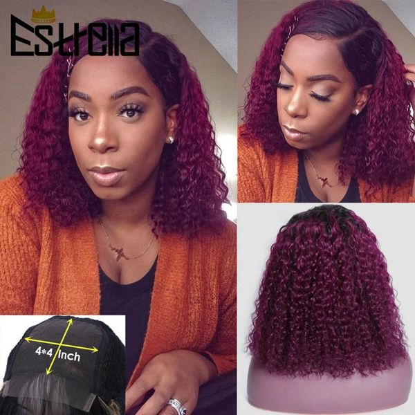

lace wigs curly human hair wig short wet wave peruvian 180% glueless 4x4 remy 100% pre plucked, Black;brown