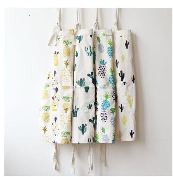 

cotton linen apron small fresh and simple pocket suit household kitchen oil-proof sewage
