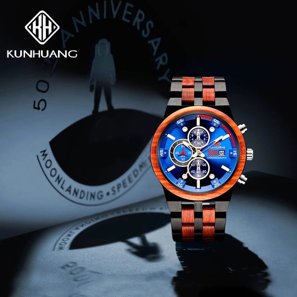 

men watch personalized wooden watch men relogio masculino chronograph watches anniversary gift for him, Slivery;brown
