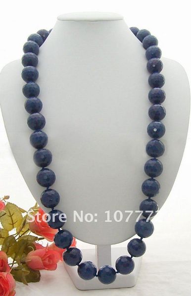 

20mm blue onyx necklace, Silver