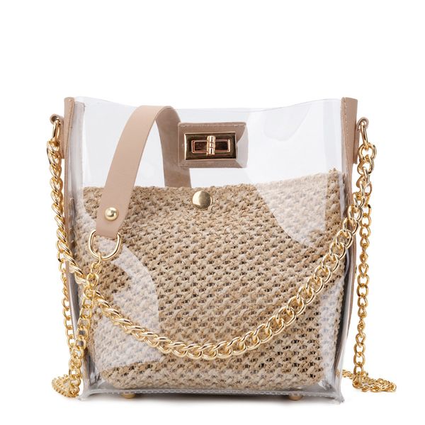 

2020 summer fashion transparent chain women's bucket shoulder messenger bag purses and handbags crossbody bags for women