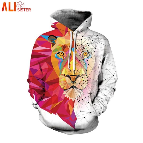 

alisister harajuku hoodies plus size lion 3d print sweatshirts men women autumn winter casual pullover tracksuit jacket, Black