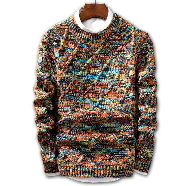 

sweater men 2019 brand fashion pullover multicolour sweater male o-neck stripe slim fit knitting mens sweaters man pullover men, White;black