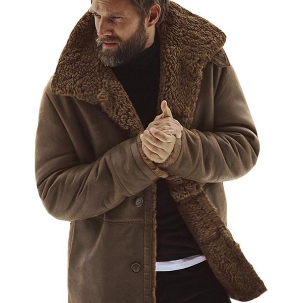 

men's button coat fleece veste men parkas clohtes thick warm jacket vintage winter coat outwear windproof hombre, Black;brown