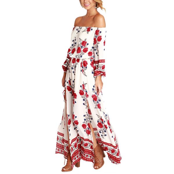 

xiayouya платье миди на одно слово вести без бретелек печать песчаный пляж юбка, White;black