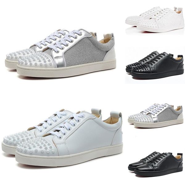 

With Box 2019 Fashion Men Women Rivet Shoes Genuine Leather Spike Casual Shoes Luxury Designer Youth Ladies Black White Outdoor Shoes