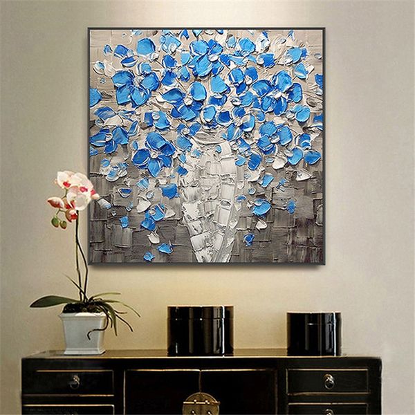 

modern abstract flower in vase canvas painting on canvas wall art picture poster living room home decoration painting