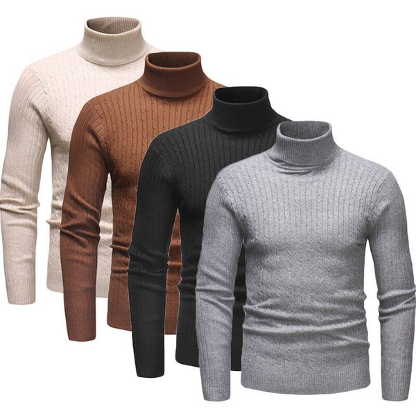 

Winter Men Slim Warm Knit High Neck Pullover Jumper Sweater Top Turtleneck Solid