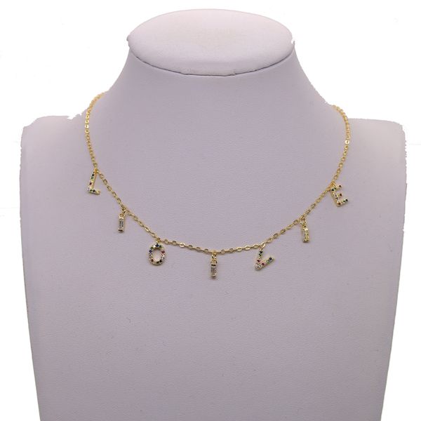 

valentines gift design fashion charm necklace statement design rainbow love letter cz charm romantic girlfriend gift fashion, Silver