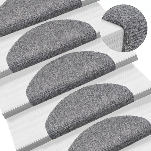 

stair mat 15ud punched fabric 65x21x4cm light gray other home textile