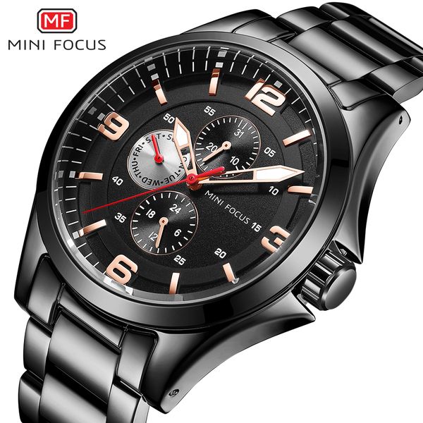 

mini focus 2019 brand business men's watch multi-function waterproof steel strap men's watch brand sports, Slivery;brown