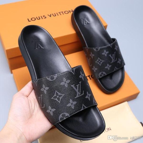 

newst luxurious designers shoes slides summer beach indoor flat sandals slippers house flip flops with spike sandal with box, Black