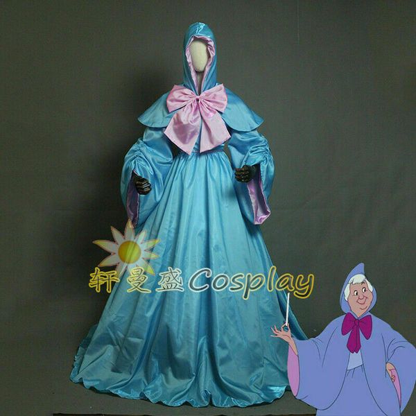 

the fairy godmother drizella cosplay dress cape hood costume cinderella cartoon, Black;red