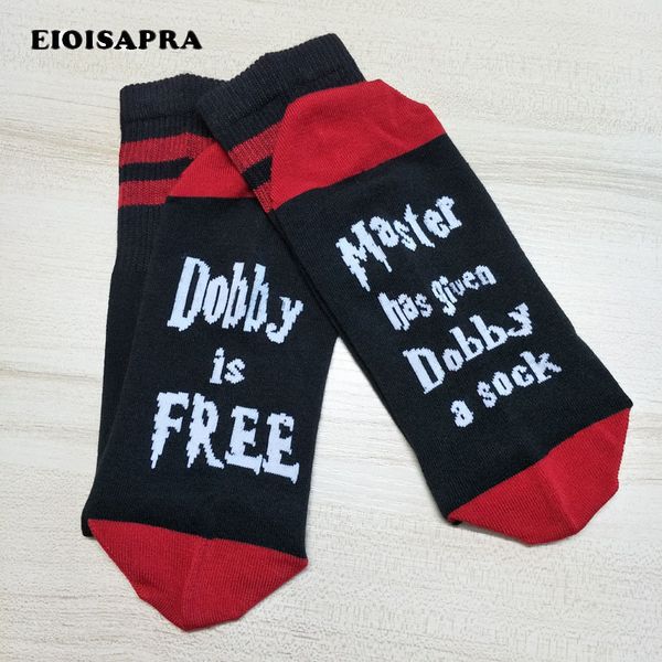 

eioisapra]"master has given dobby a socks" creative letter pattern funny socks novelty hip hop socks men harajuku sokken, Black