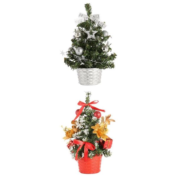 

2pcs mini christmas tree holiday festival party ornaments for tabletop