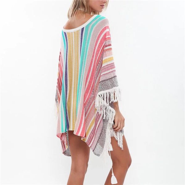 

women hollow out crochet beach tunic dress swimsuit cover up, Blue;gray