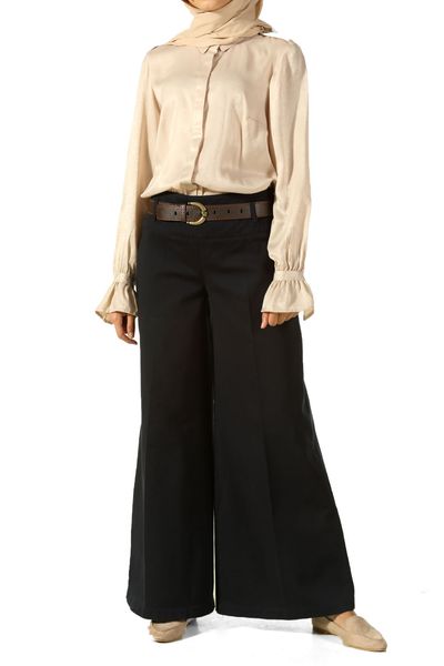 

hijab wide leg pants, Black;white