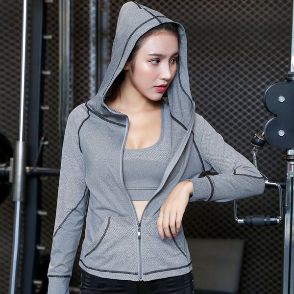 

net red lady jacket female beginners professional tight long sleeve autumn casual fashion fitness clothing, Black;brown