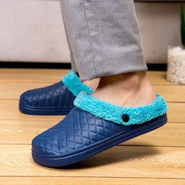 

men home shoes large size casual home plus velvet warm shoes mens flip flops comfortable cotton slippers pantoffels heren#y2, Black