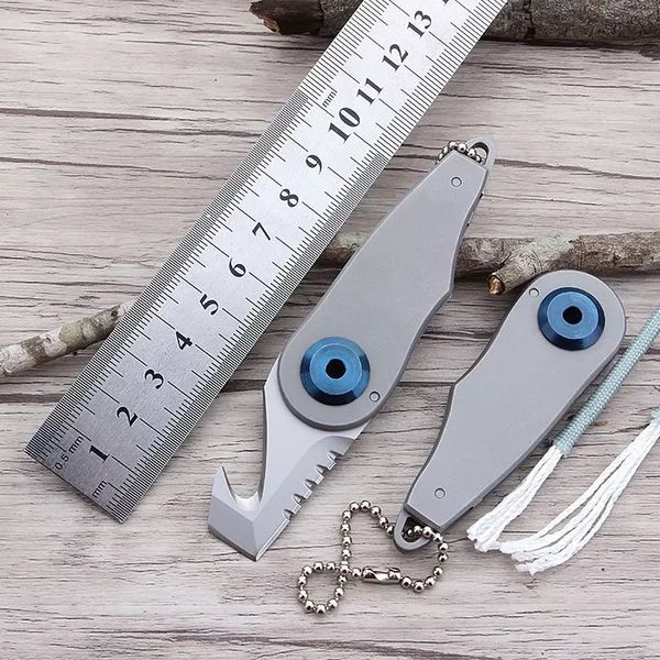 

mini outdoor folding knives all steel multi function tools box opener camping and hiking edc pocket key chain knife