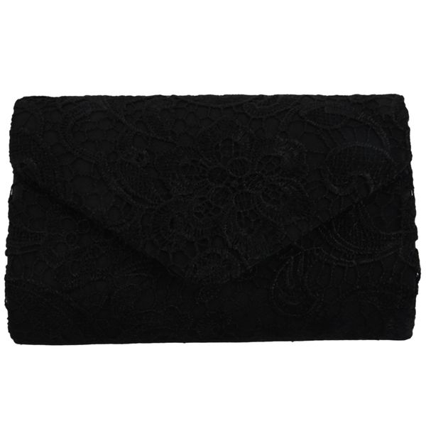 

new classy lace clutch envelope bag bridal ladies evening party prom, black