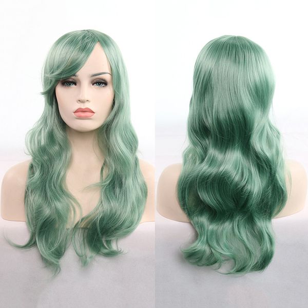 Compre Pelucas De Color Verde Menta Cosplay De Animación Estadounidense Y Estadounidense Cabello Rizado Largo De 70 Cm Gran Cantidad De Inventario