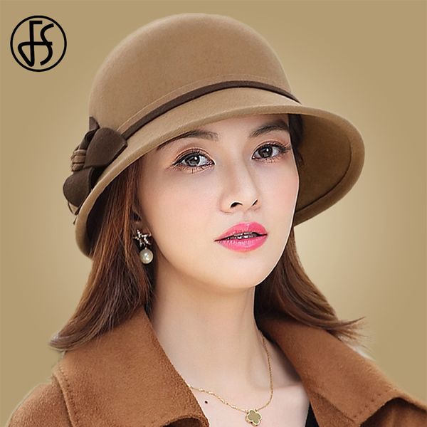 

fs winter fashion wool cloche hats women party formal grade woolen felt hat black cap with floral mother gift lady autumn, Blue;gray