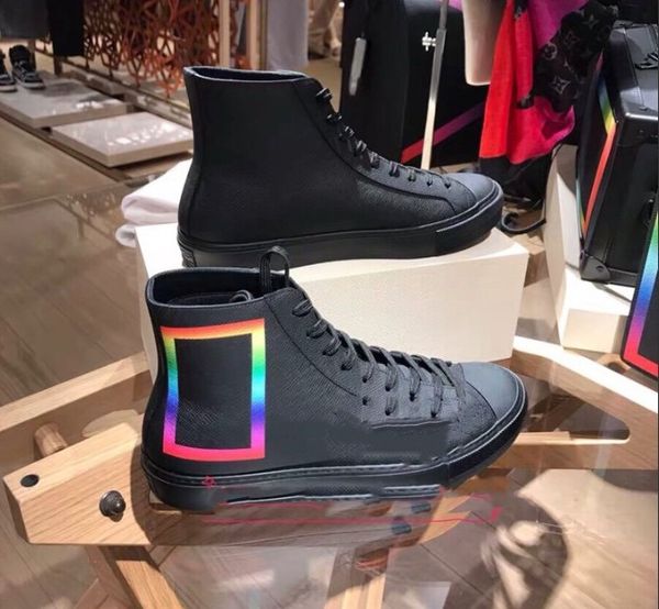 

fashion riv sneaker boot mens luxury designer shoes lace up boots printing high shoes with box, Black