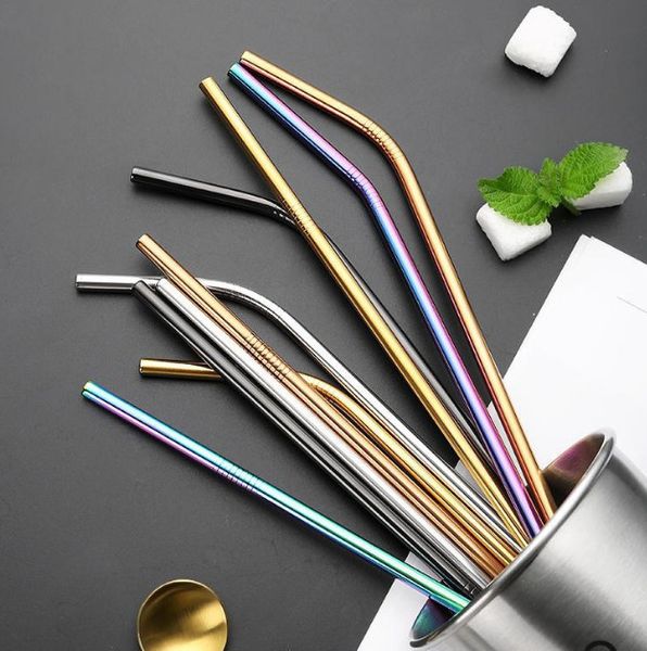 

the latest 266x6mm curved straws 10 colors food grade 304 stainless steel straws party straws support custom logo ing