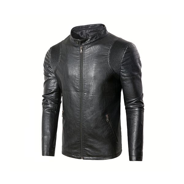 

brand mens pu leather jacket casual warm winter motorcycle business male leather jackets coats xz45, Black