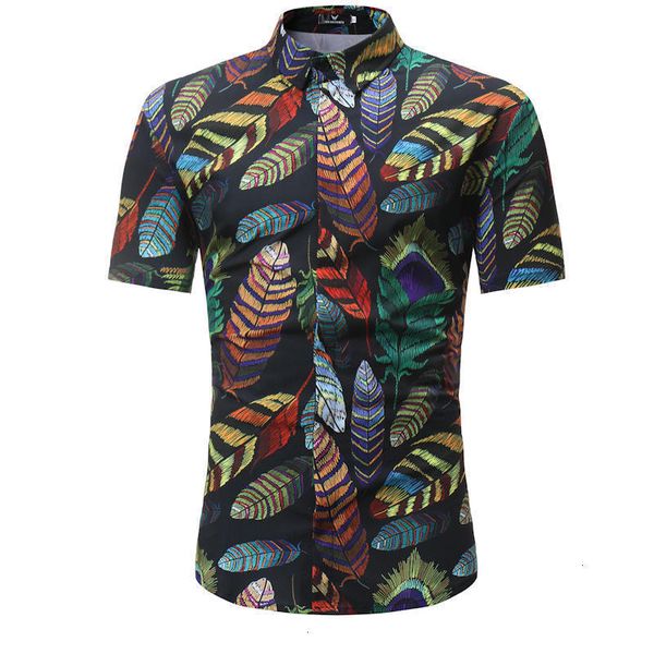 

new door shirt hawaii men's leisure men's shirt 2019 printed 20 colors beach sleeve shorts 3xl, White;black