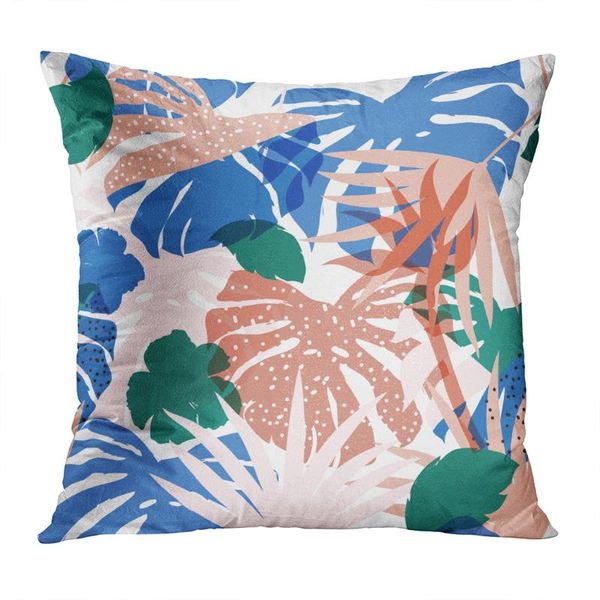 

tropical throw pillow cushion cover leaves floral soft velvet square cushion case couch cover pillowcase for sofa chair bedroom