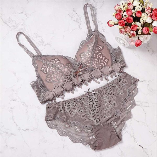 

2018 style bra set push up lingerie set women lace wireless intimates sets plus size wine red grey underwear, Red;black