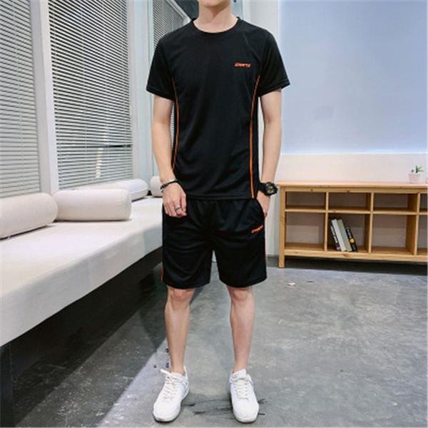 

man outdoor sports suit summer fitness loose short sleeve quick dry t-shirt tracksuits designer male running casual sportswear sets clothing