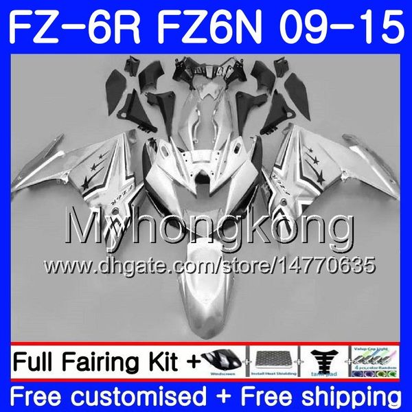 Corpo Para YAMAHA FZ6N FZ6 R FZ 6N FZ6R 09 10 11 12 13 14 15 239HM.10 FZ-6R FZ 6R 2009 2010 2011 2012 2013 2014 2015 Coberturas prateadas de brilho