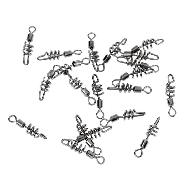 

20 pieces saltwater fishing swivel snap swirl connector cork screw swivels size 2/4/6/8/10#, test 28lb-88lb
