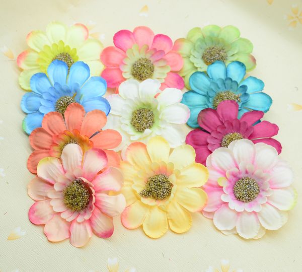 

100pcs artificial plants daisy for christmas home wedding decor accessories fake stamen sunflower diy a cap gifts silk gerbera